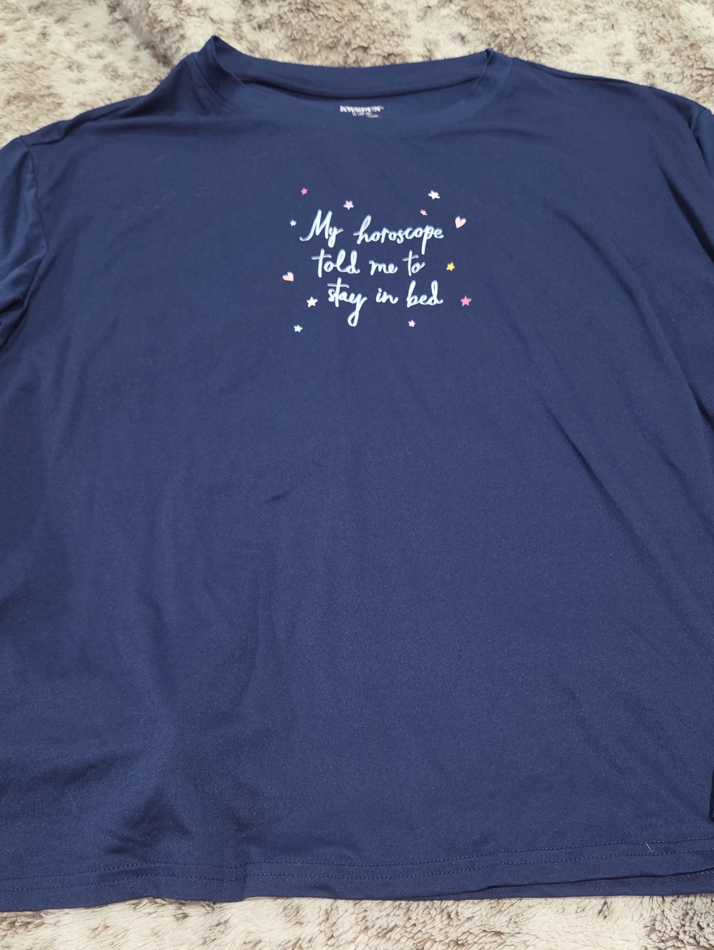 Navy "My Horoscope Told Me to Stay in Bed" Graphic Tee
